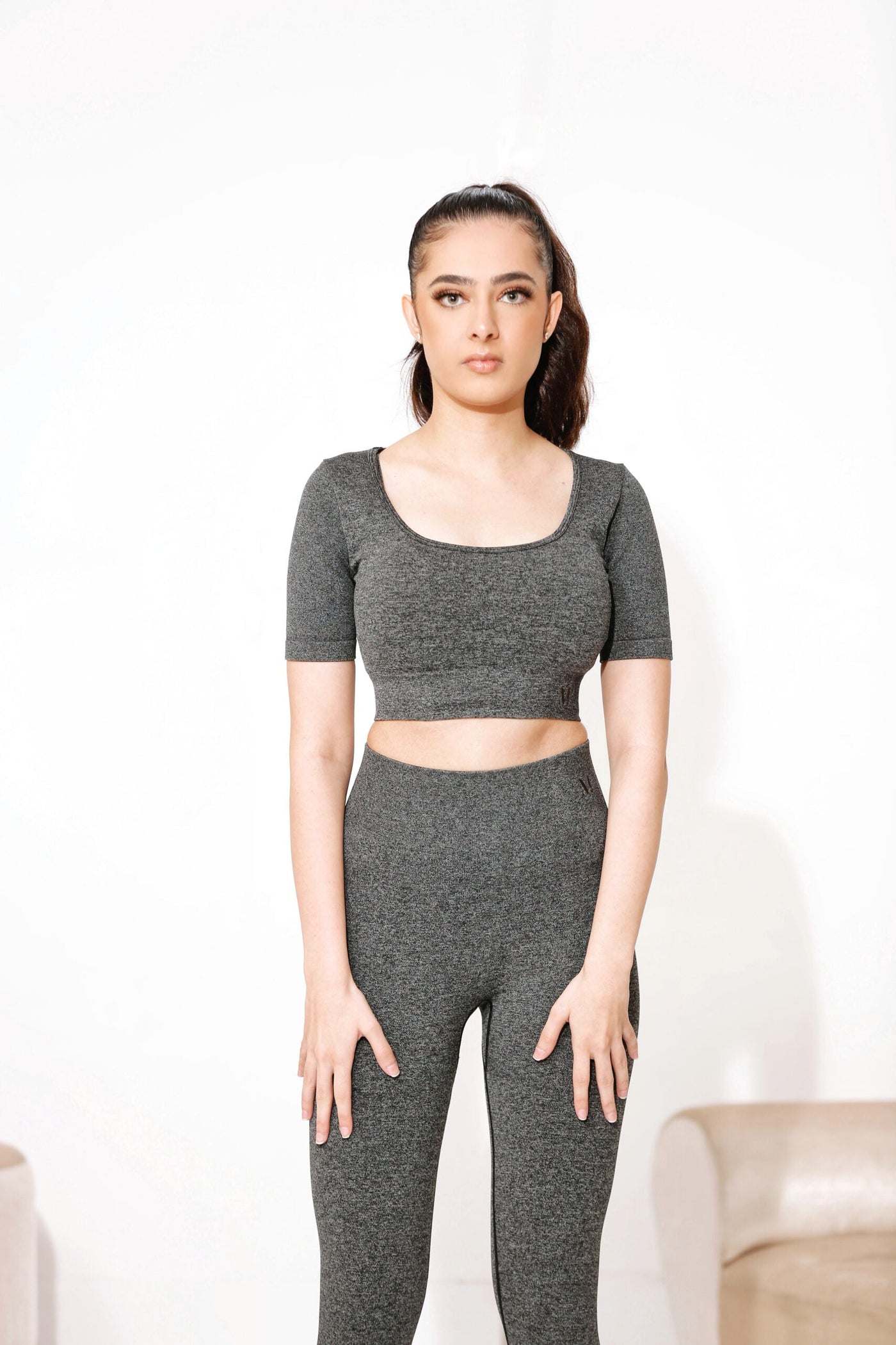 Amaré Dark Grey Short - Sleeve Top - MoldMe By Molly